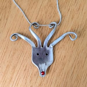 Hand-Crafted Silver Reindeer Pendant Necklace